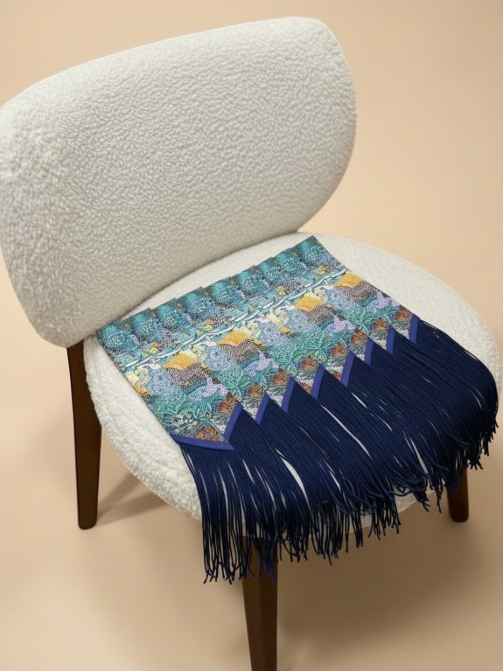 Fringe Handbag Wraps in Navy Fringe /Zebra Floral Print - Picture 3 of 7